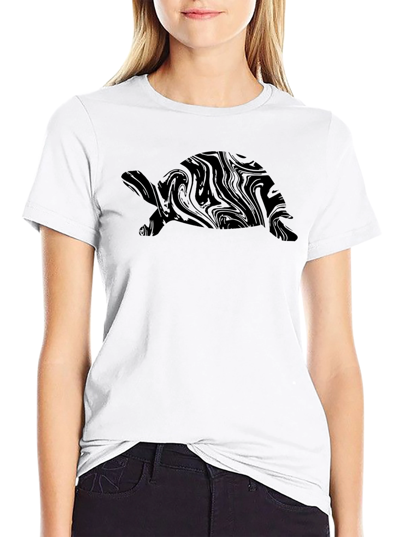 Abstract Turtle Graphic T-Shirt - Black