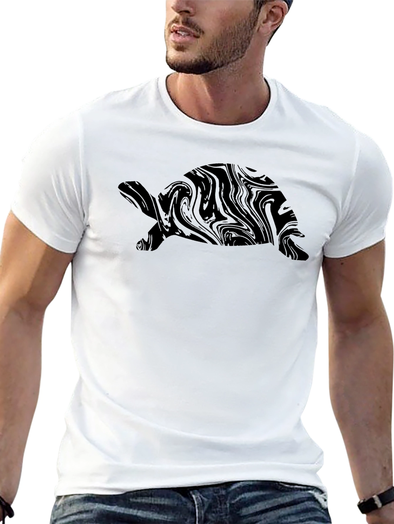 Abstract Turtle Graphic T-Shirt - Black