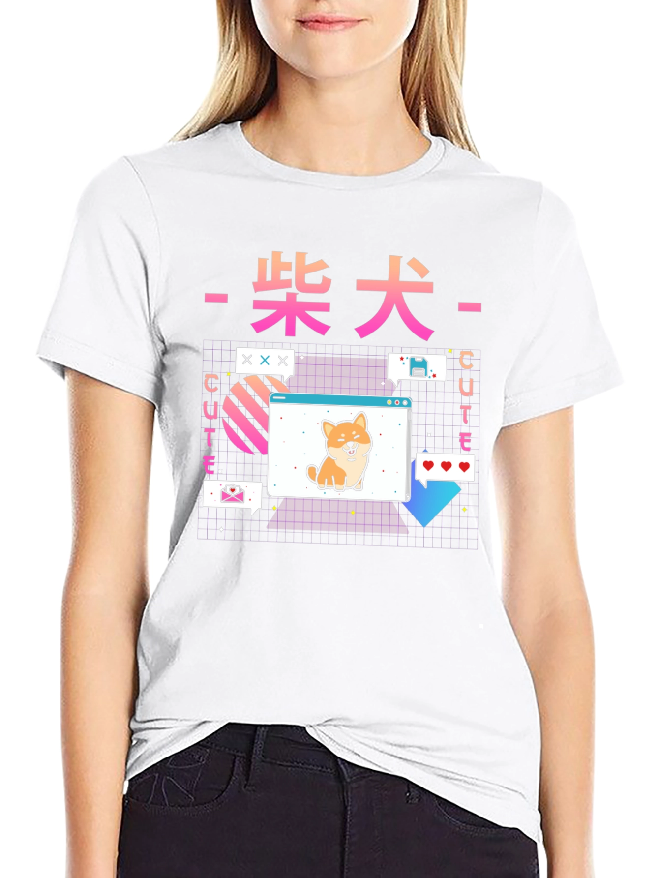 Cute Shiba Inu Graphic Tee - Retro Anime Style