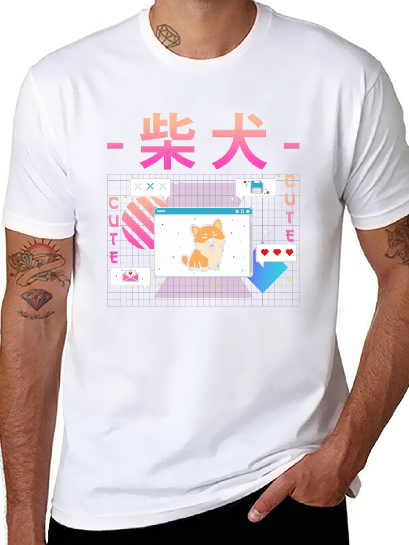 Cute Shiba Inu Graphic Tee - Retro Anime Style