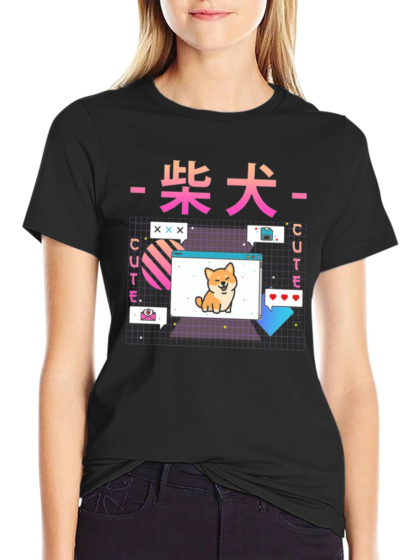 Cute Shiba Inu Graphic Tee - Retro Anime Style