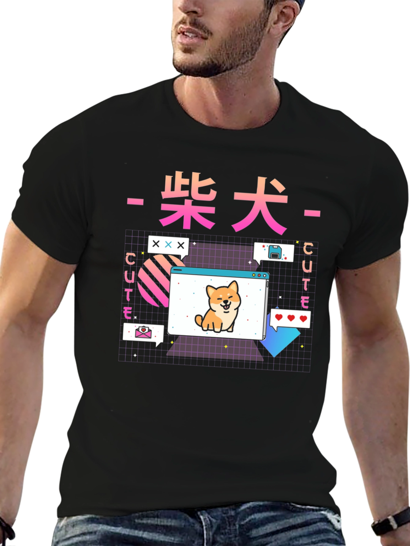 Cute Shiba Inu Graphic Tee - Retro Anime Style