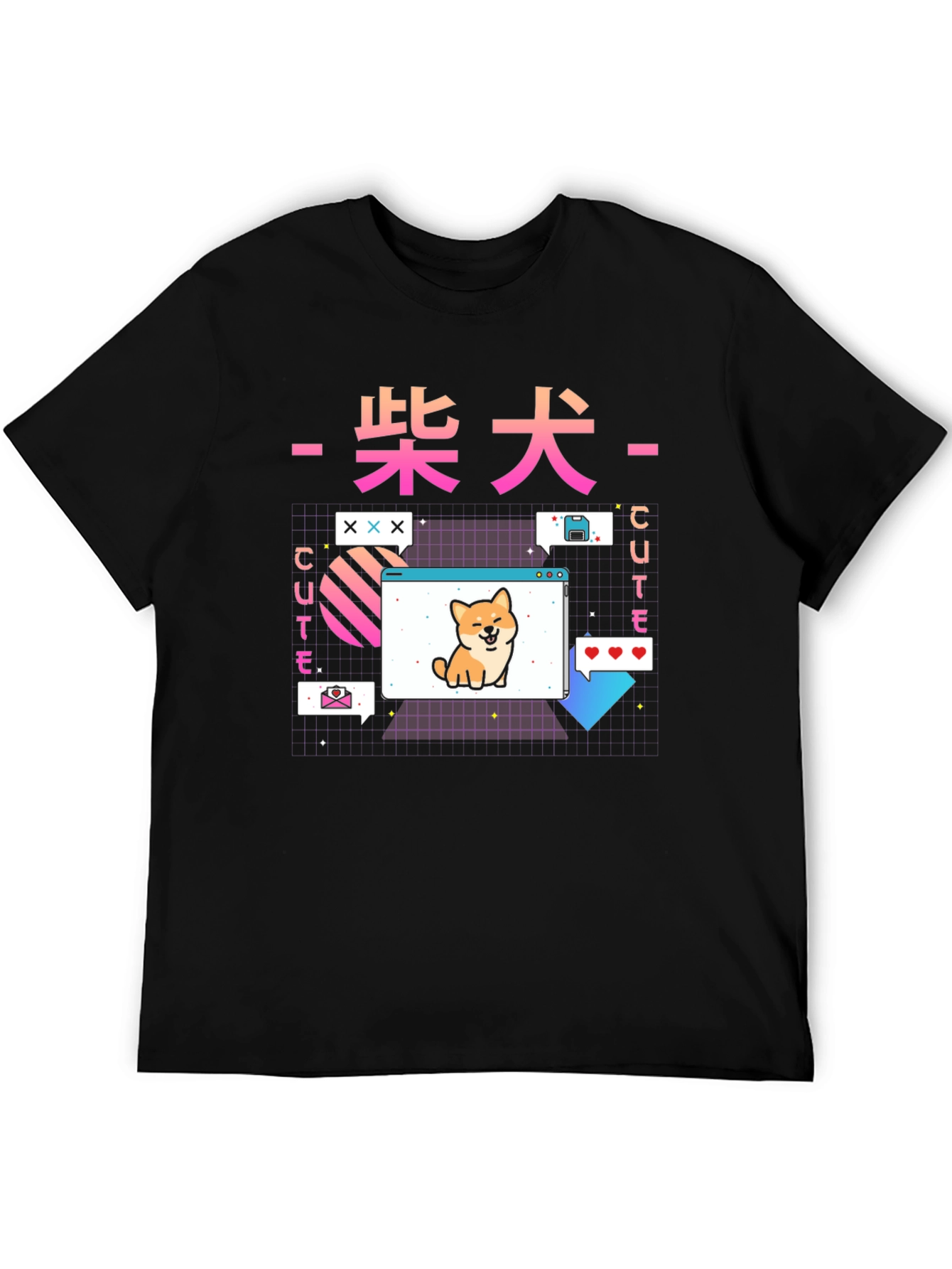 Cute Shiba Inu Graphic Tee - Retro Anime Style