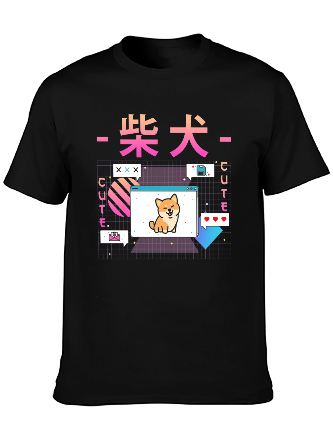 Cute Shiba Inu Graphic Tee - Retro Anime Style