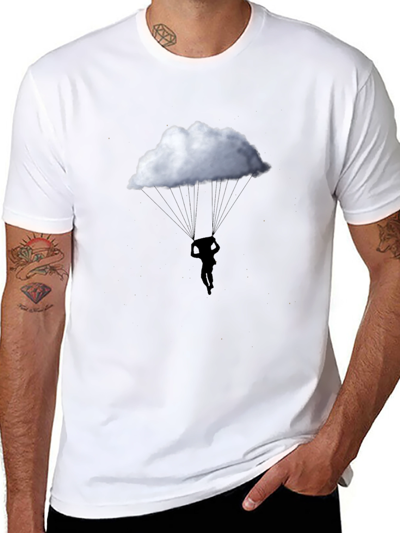 Cloud Parachute Graphic Tee - Black