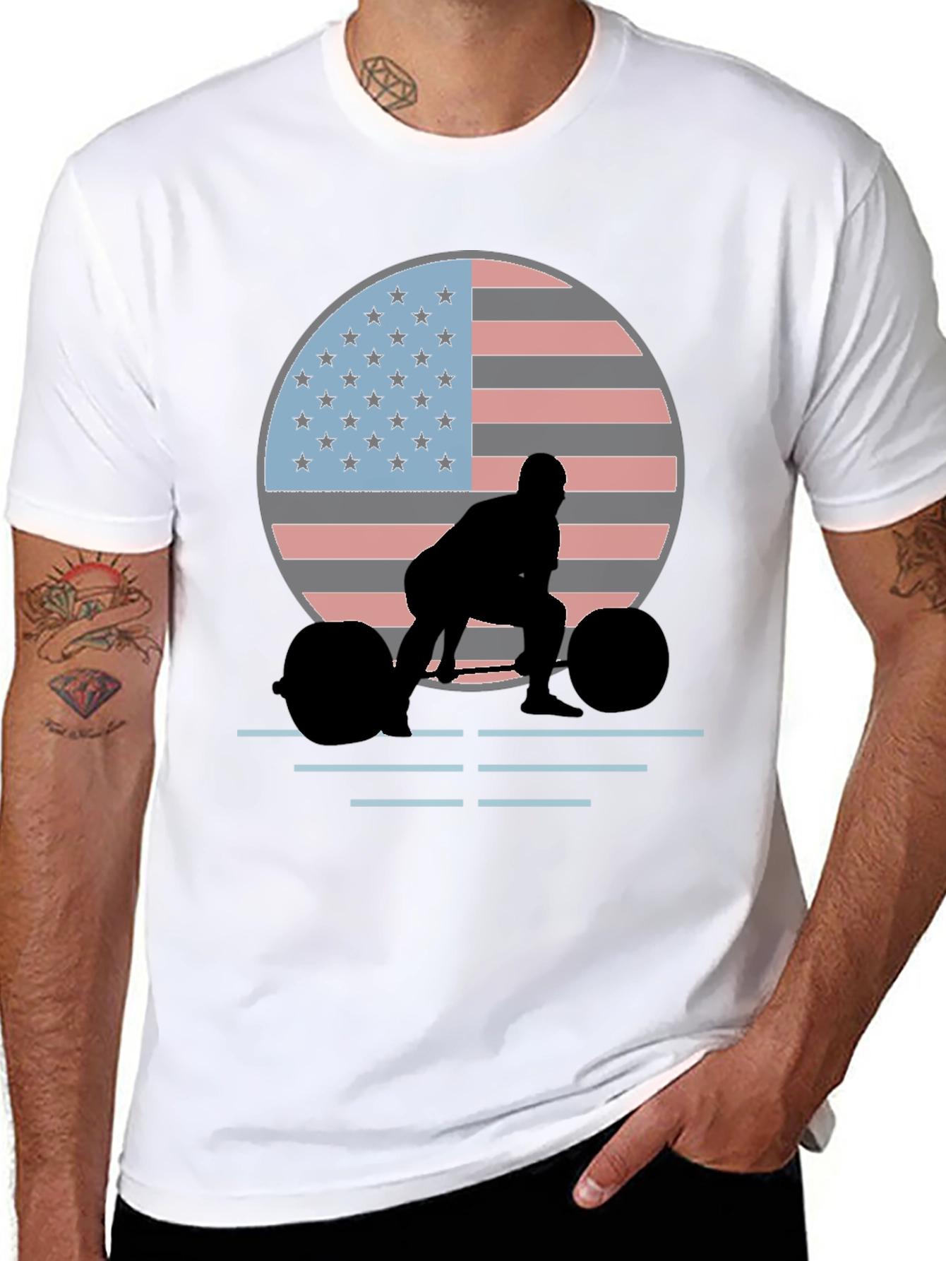 American Flag Weightlifter Graphic Tee