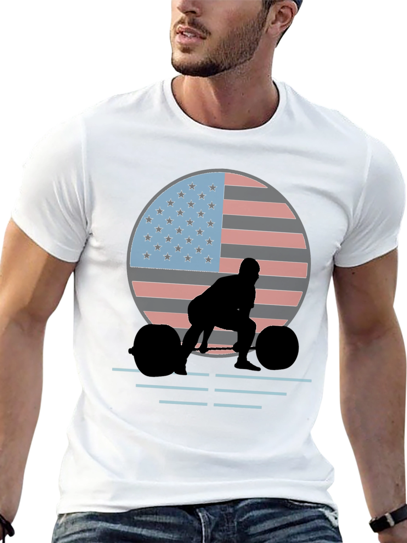 American Flag Weightlifter Graphic Tee