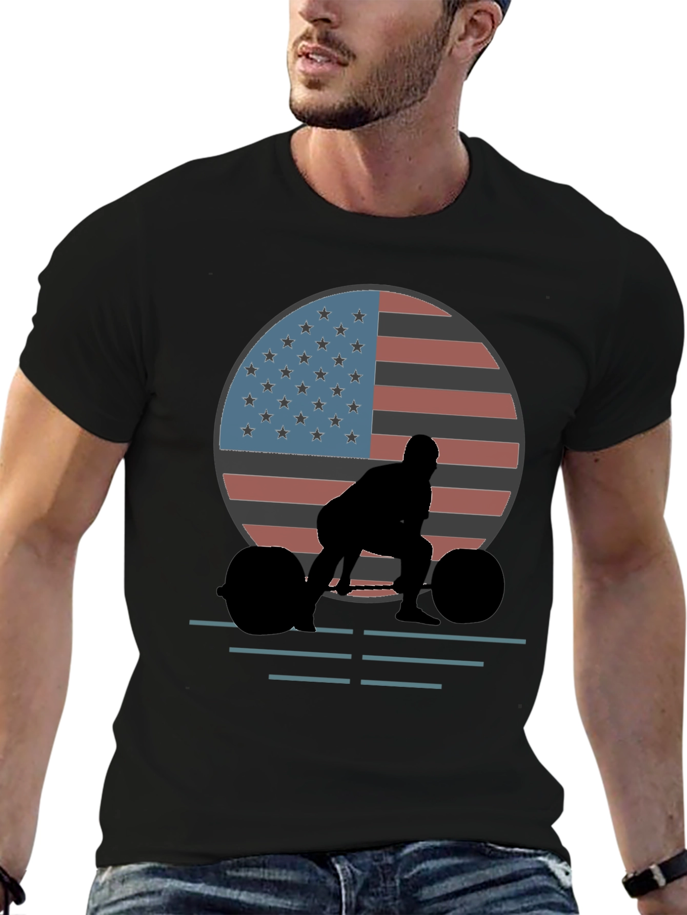 American Flag Weightlifter Graphic Tee