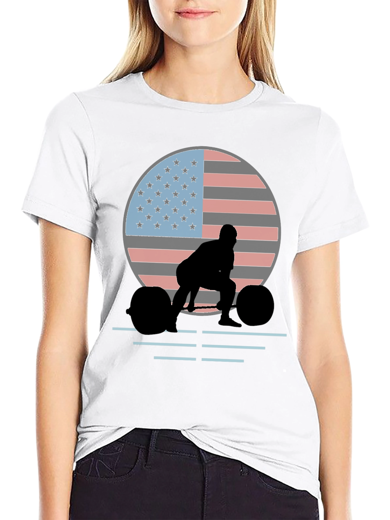 American Flag Weightlifter Graphic Tee