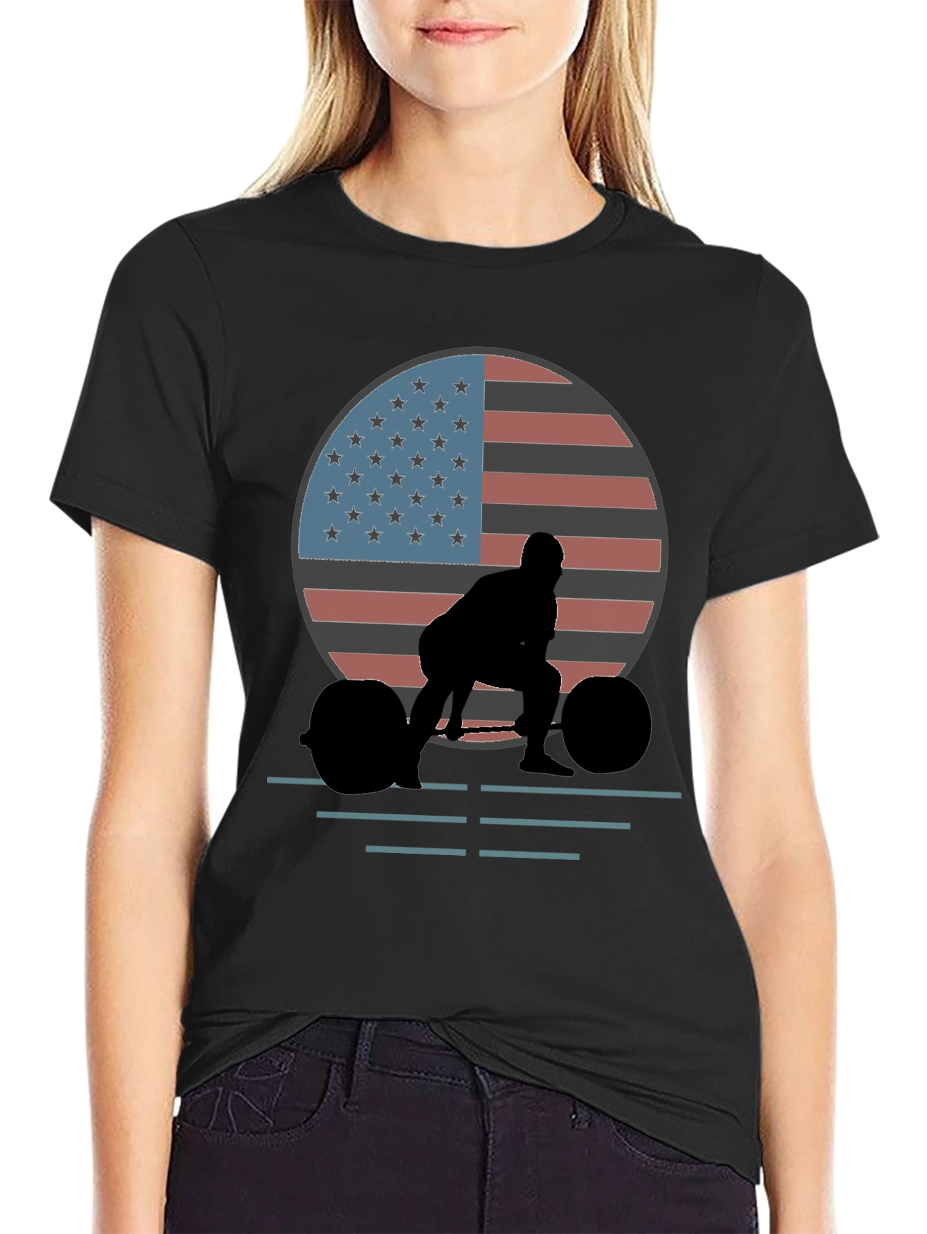 American Flag Weightlifter Graphic Tee