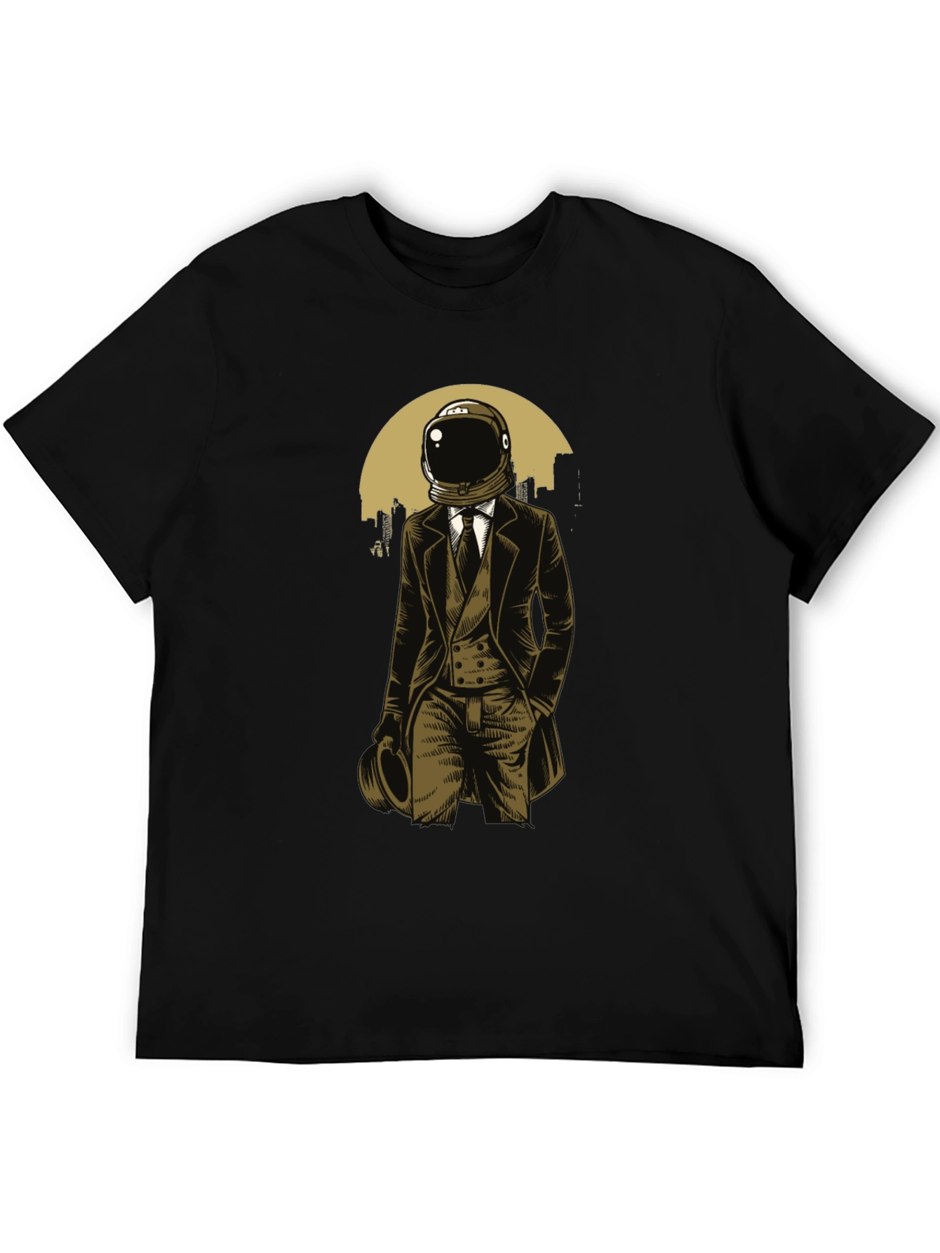 Astronaut Gentleman Graphic Tee - Black Cotton T-Shirt