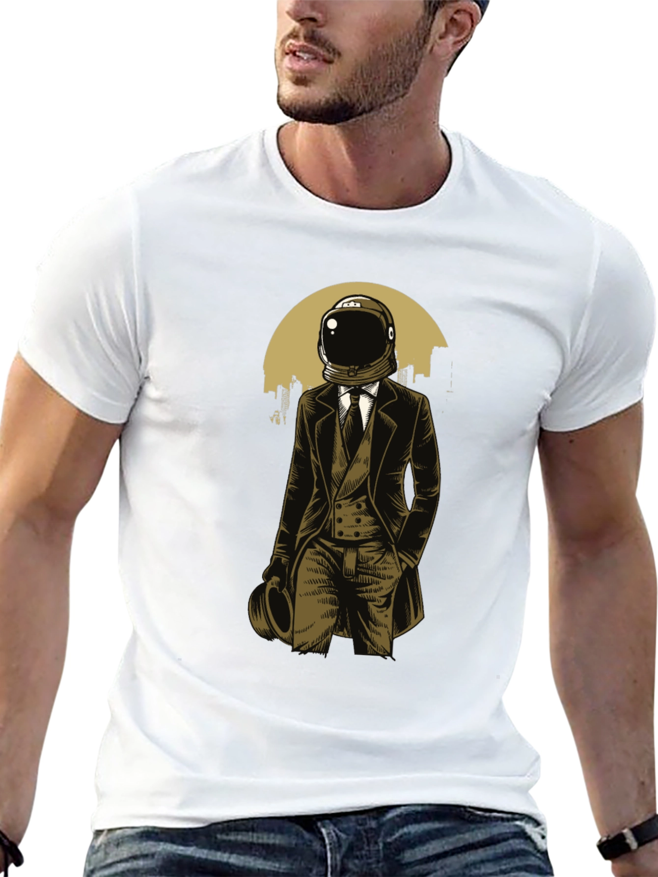 Astronaut Gentleman Graphic Tee - Black Cotton T-Shirt