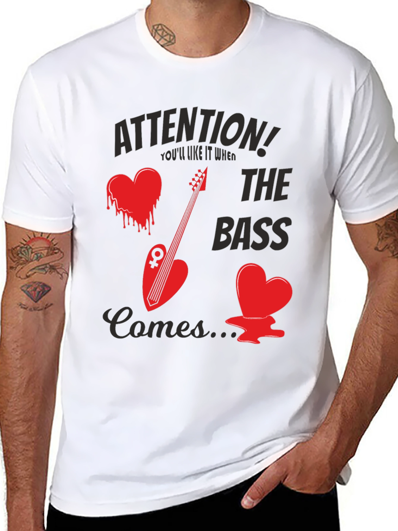 Attention! The Bass Comes Black T-Shirt