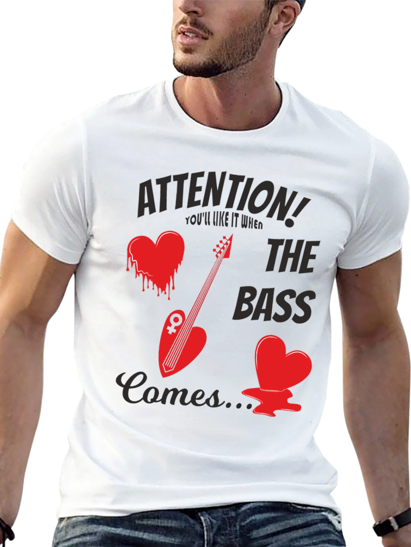 Attention! The Bass Comes Black T-Shirt