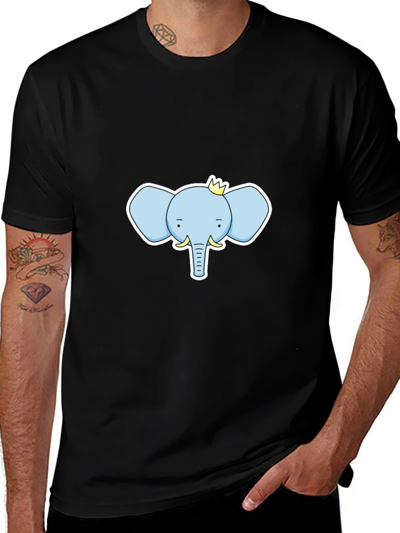 Elephant King Graphic Tee - Black Cotton T-Shirt
