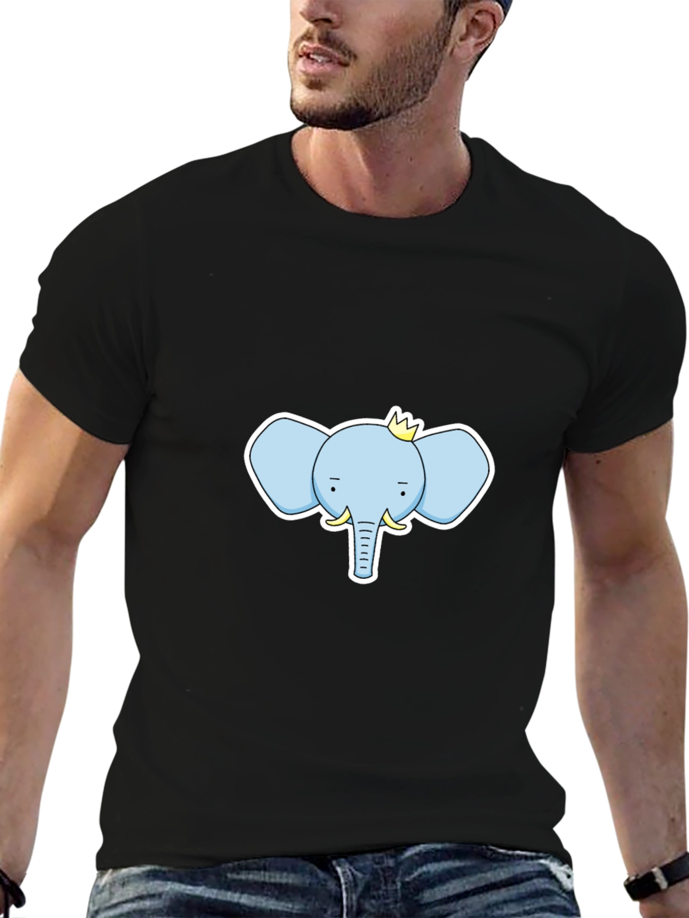 Elephant King Graphic Tee - Black Cotton T-Shirt