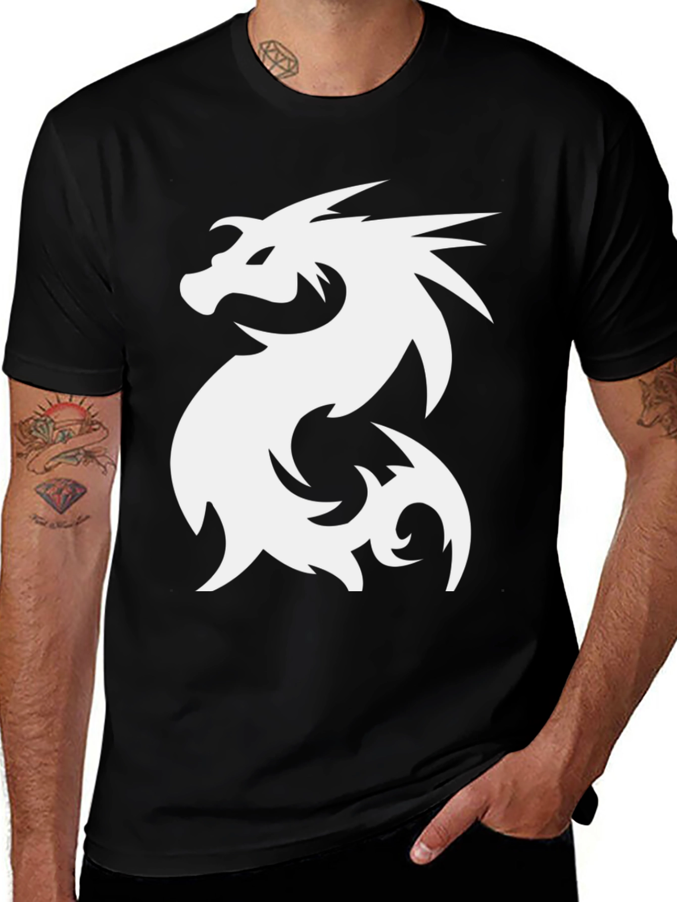 Dragon Graphic Tee - Black Cotton T-Shirt