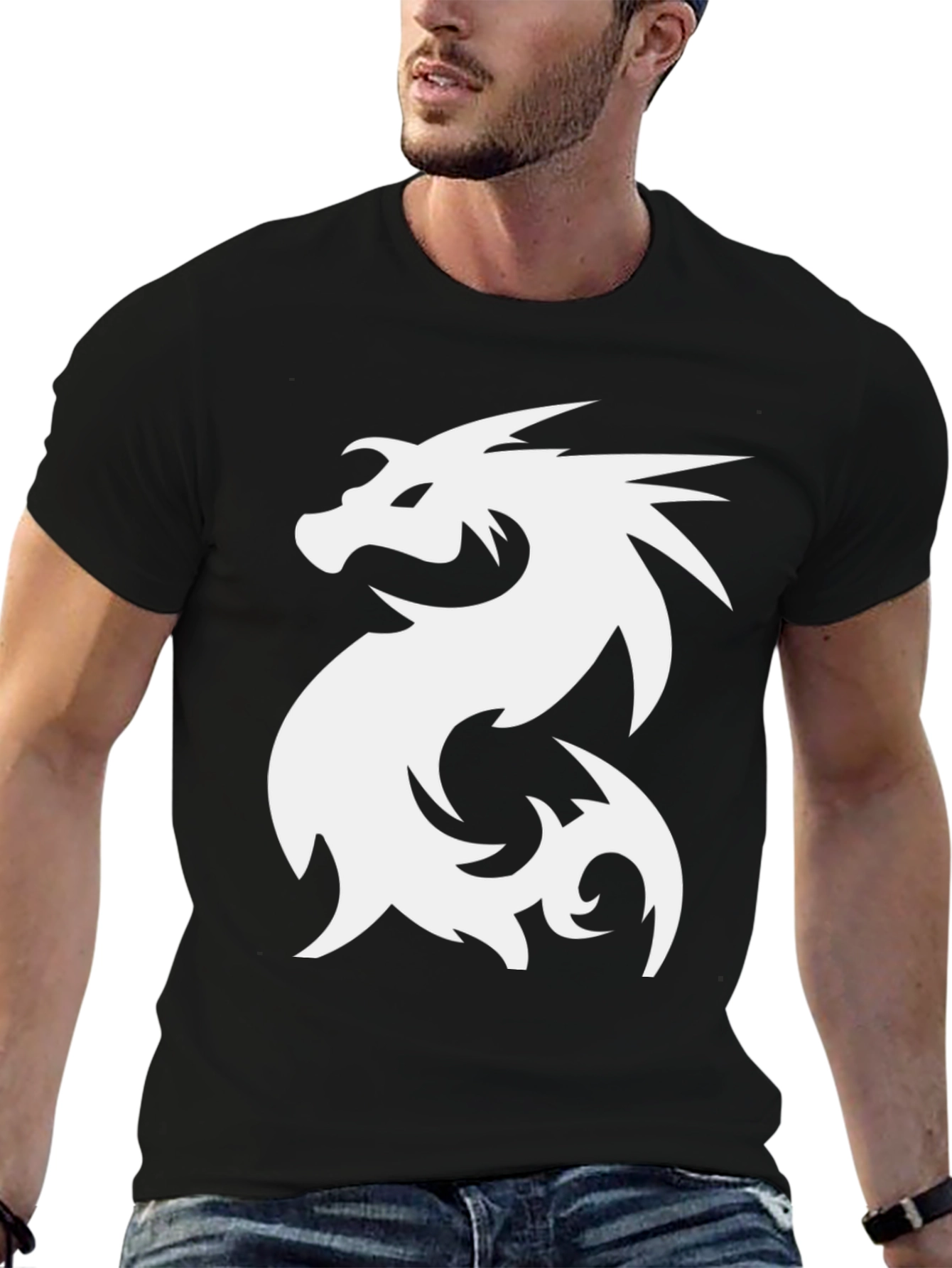 Dragon Graphic Tee - Black Cotton T-Shirt