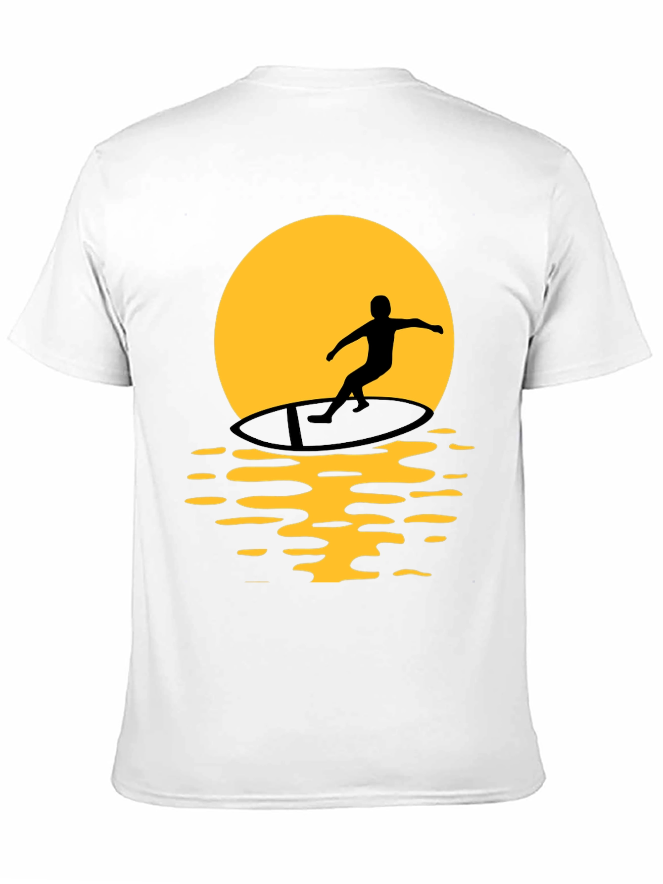 Surfer Silhouette Graphic Tee - Black Cotton T-Shirt