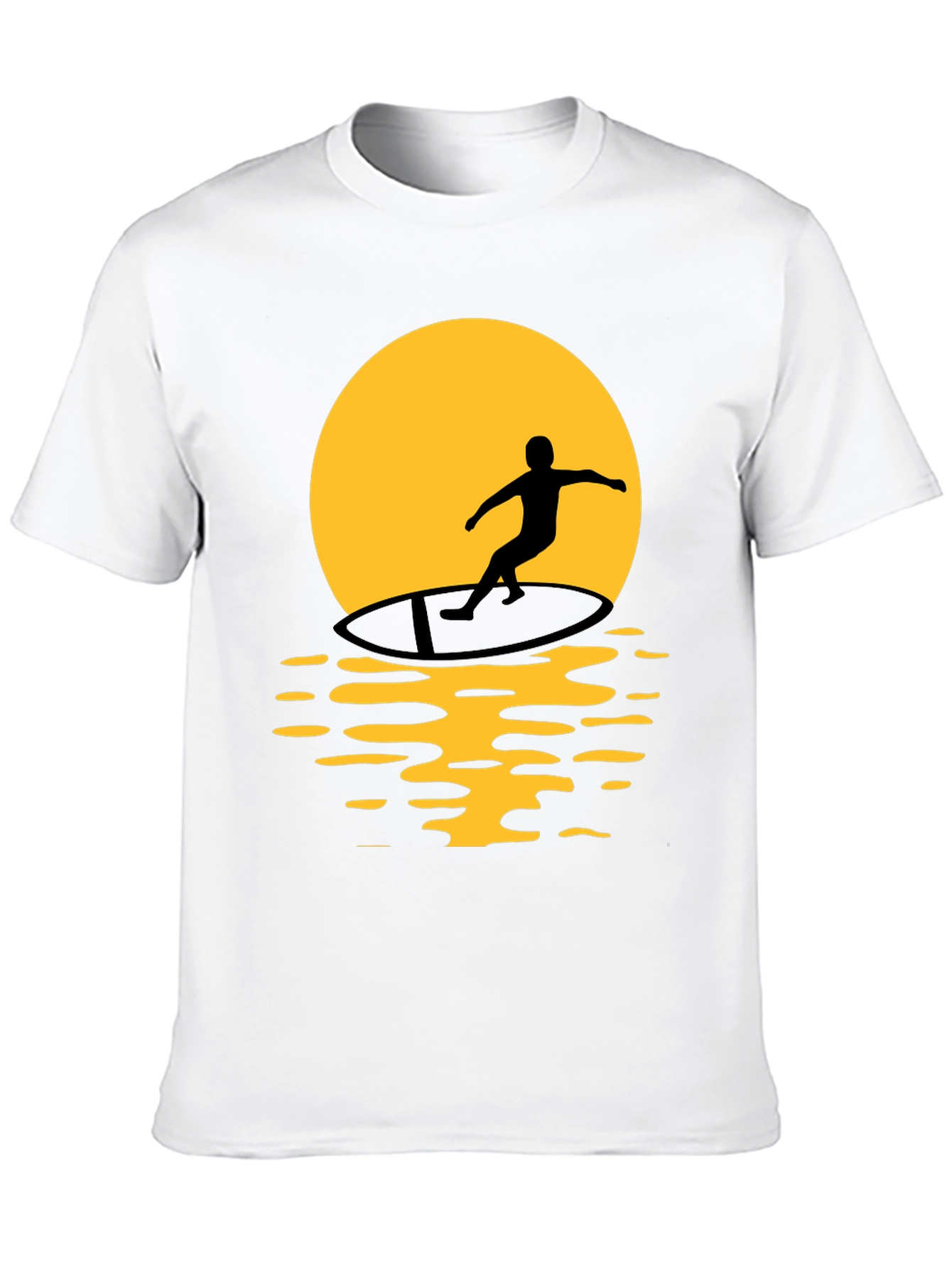 Surfer Silhouette Graphic Tee - Black Cotton T-Shirt
