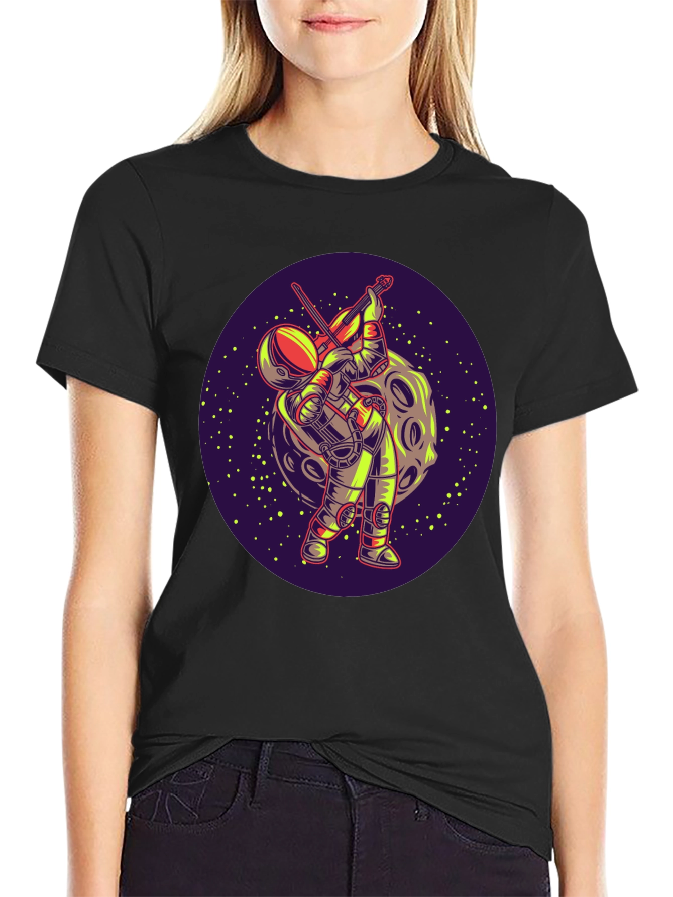 Astronaut Violinist Graphic Tee - Space Music Shirt