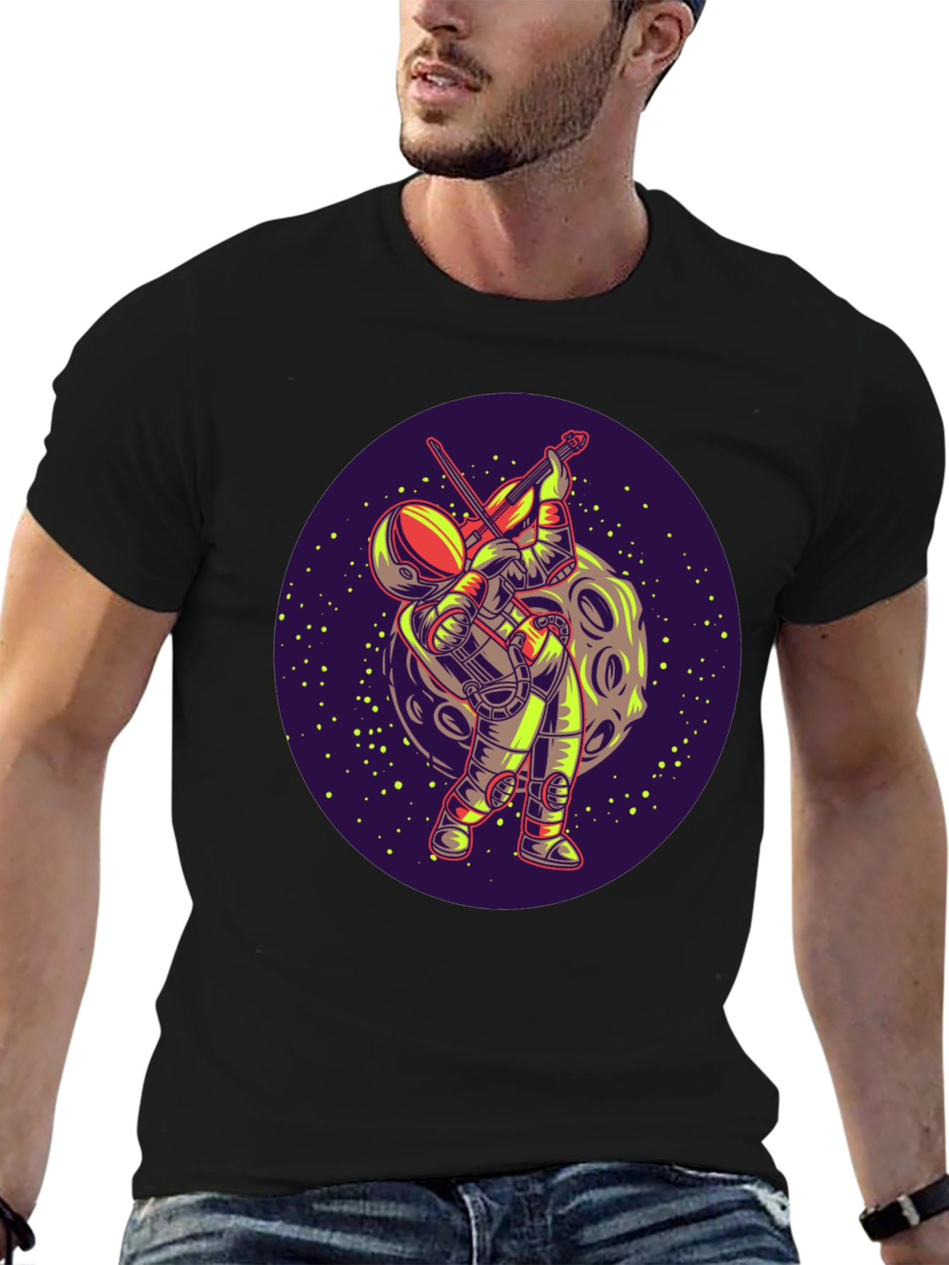 Astronaut Violinist Graphic Tee - Space Music Shirt