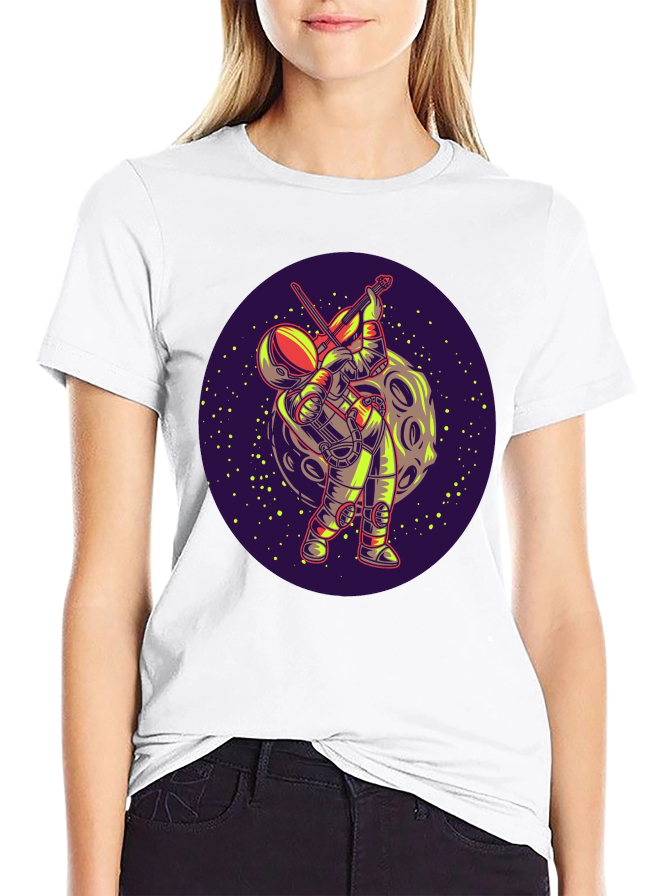 Astronaut Violinist Graphic Tee - Space Music Shirt