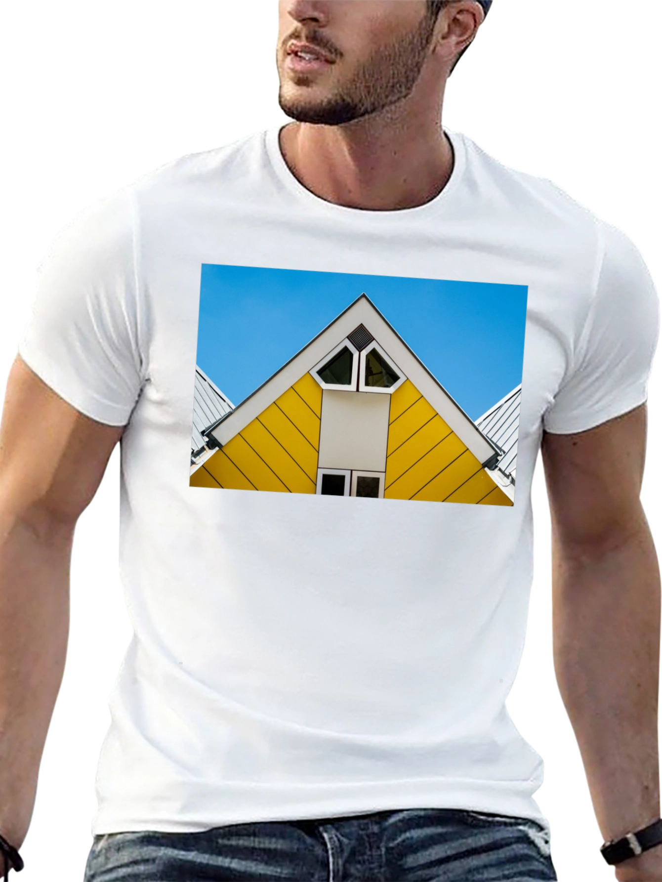 Geometric Roof T-Shirt - Modern Architectural Design