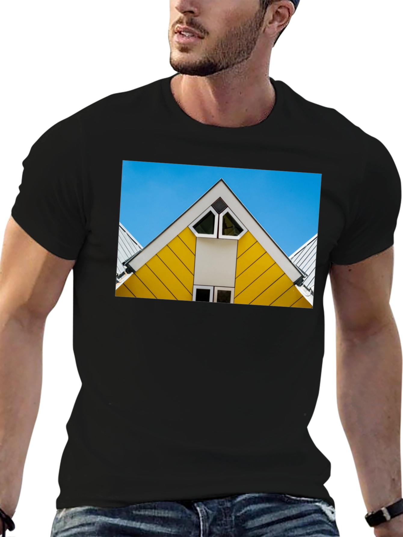 Geometric Roof T-Shirt - Modern Architectural Design