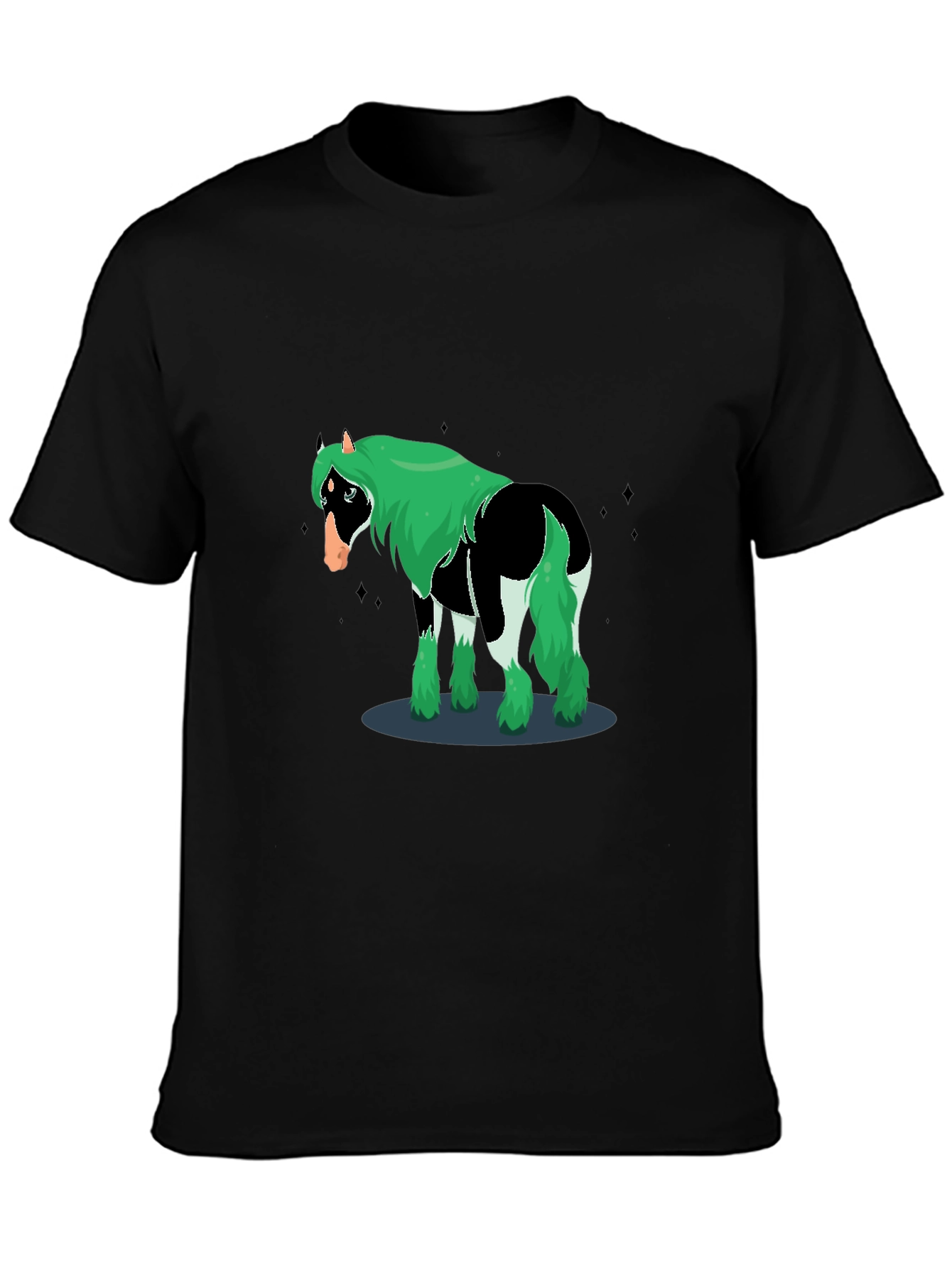 Novelty Graphic Horse T-Shirt - Black