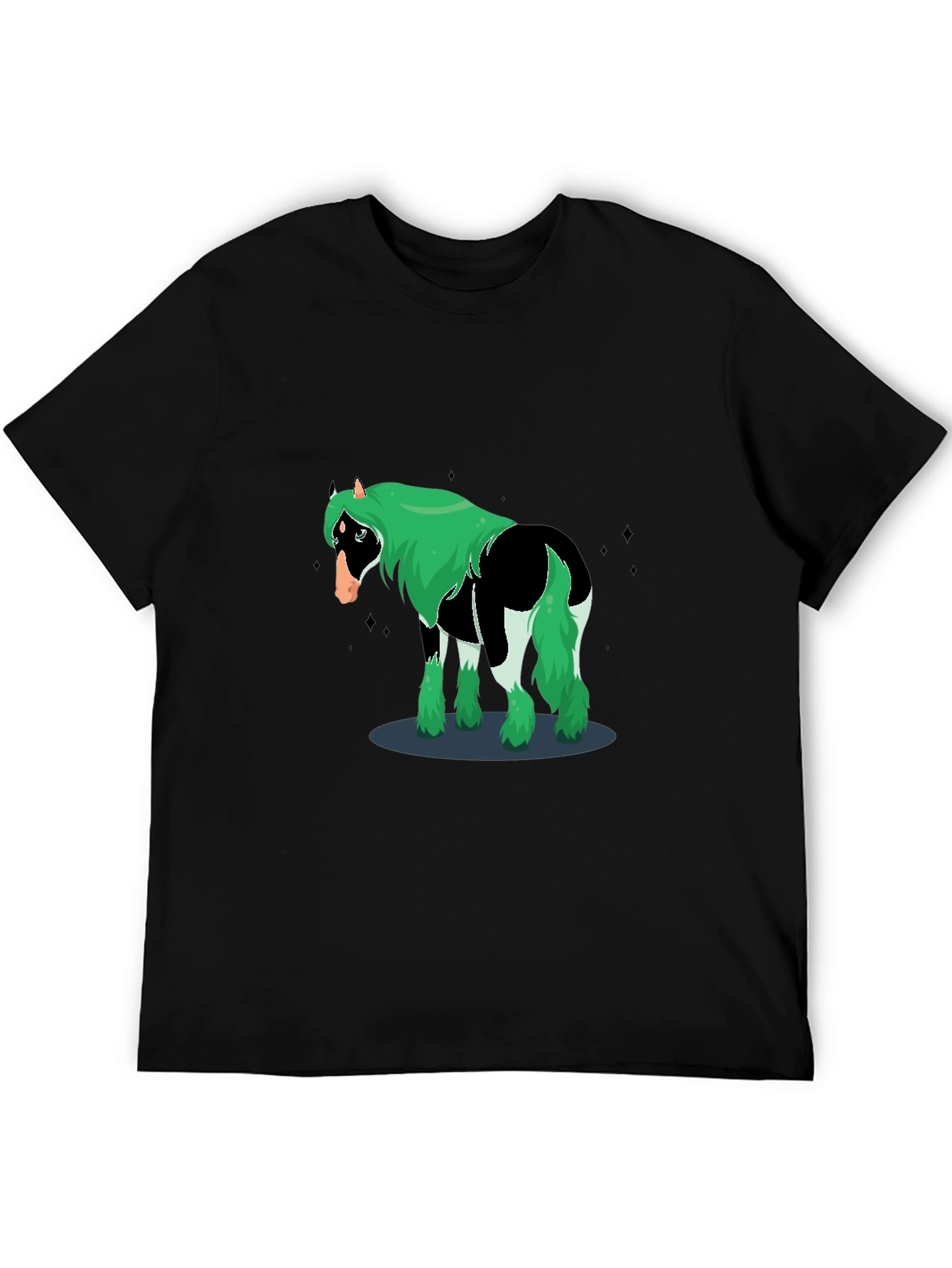 Novelty Graphic Horse T-Shirt - Black
