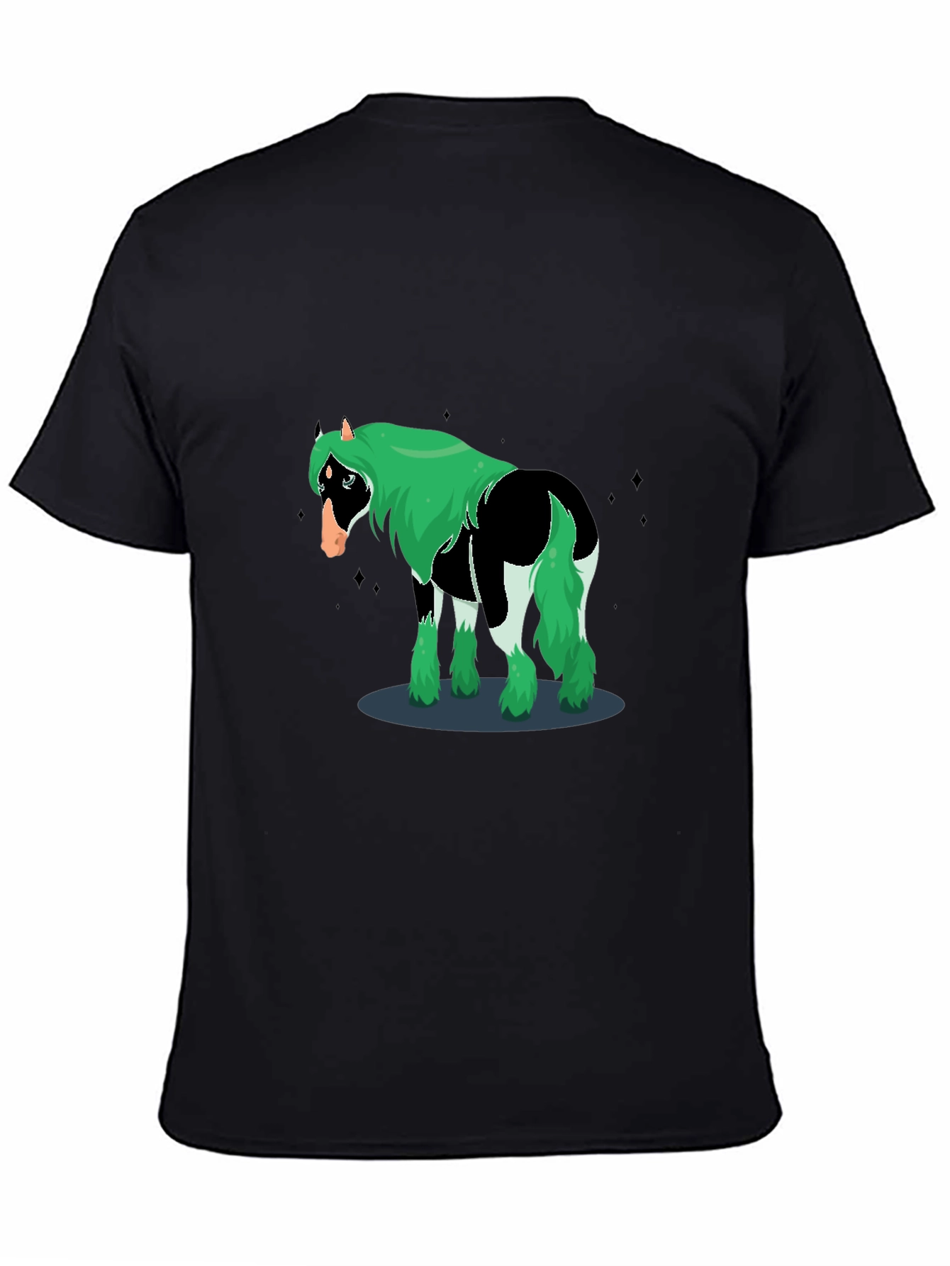 Novelty Graphic Horse T-Shirt - Black
