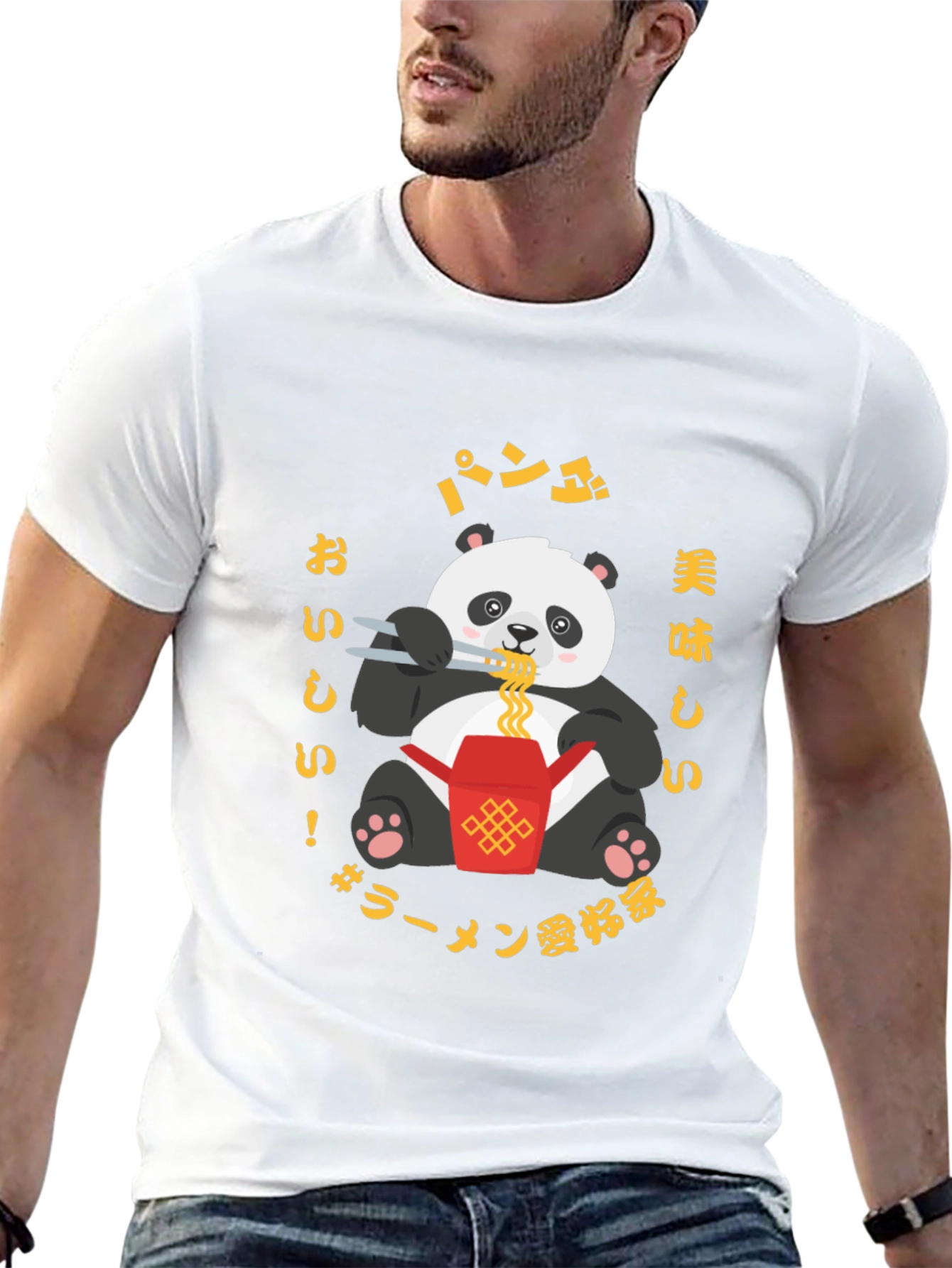 Panda Ramen Lover Graphic T-Shirt - Casual Style