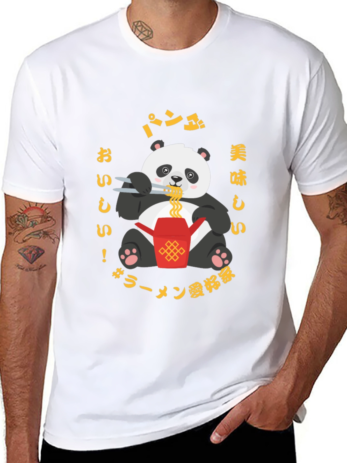 Panda Ramen Lover Graphic T-Shirt - Casual Style