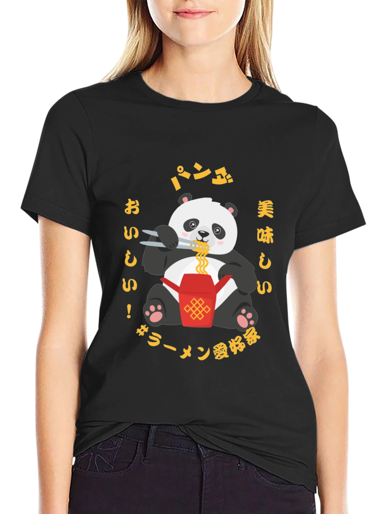 Panda Ramen Lover Graphic T-Shirt - Casual Style