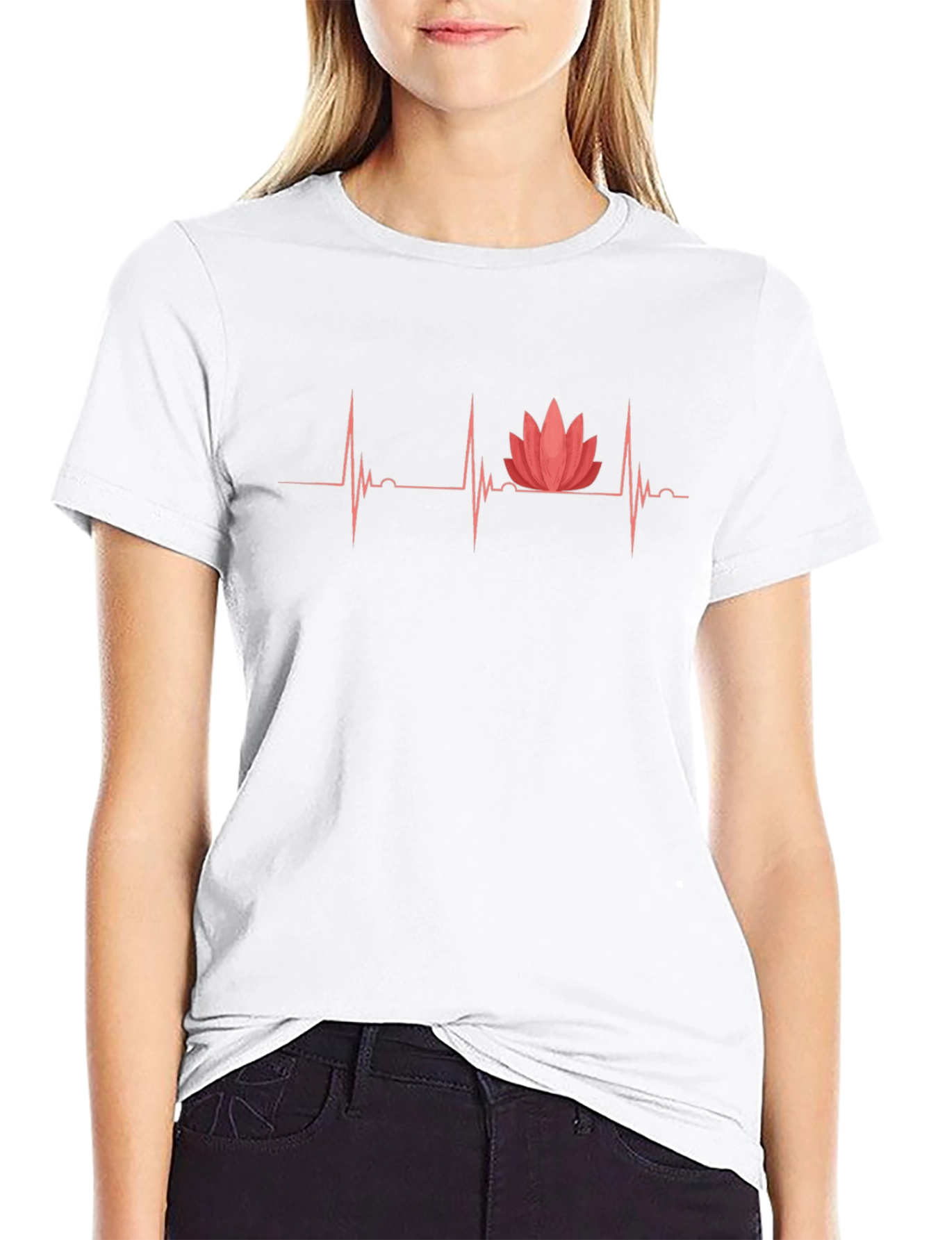 Lotus Heartbeat Graphic Tee - Black Casual Shirt
