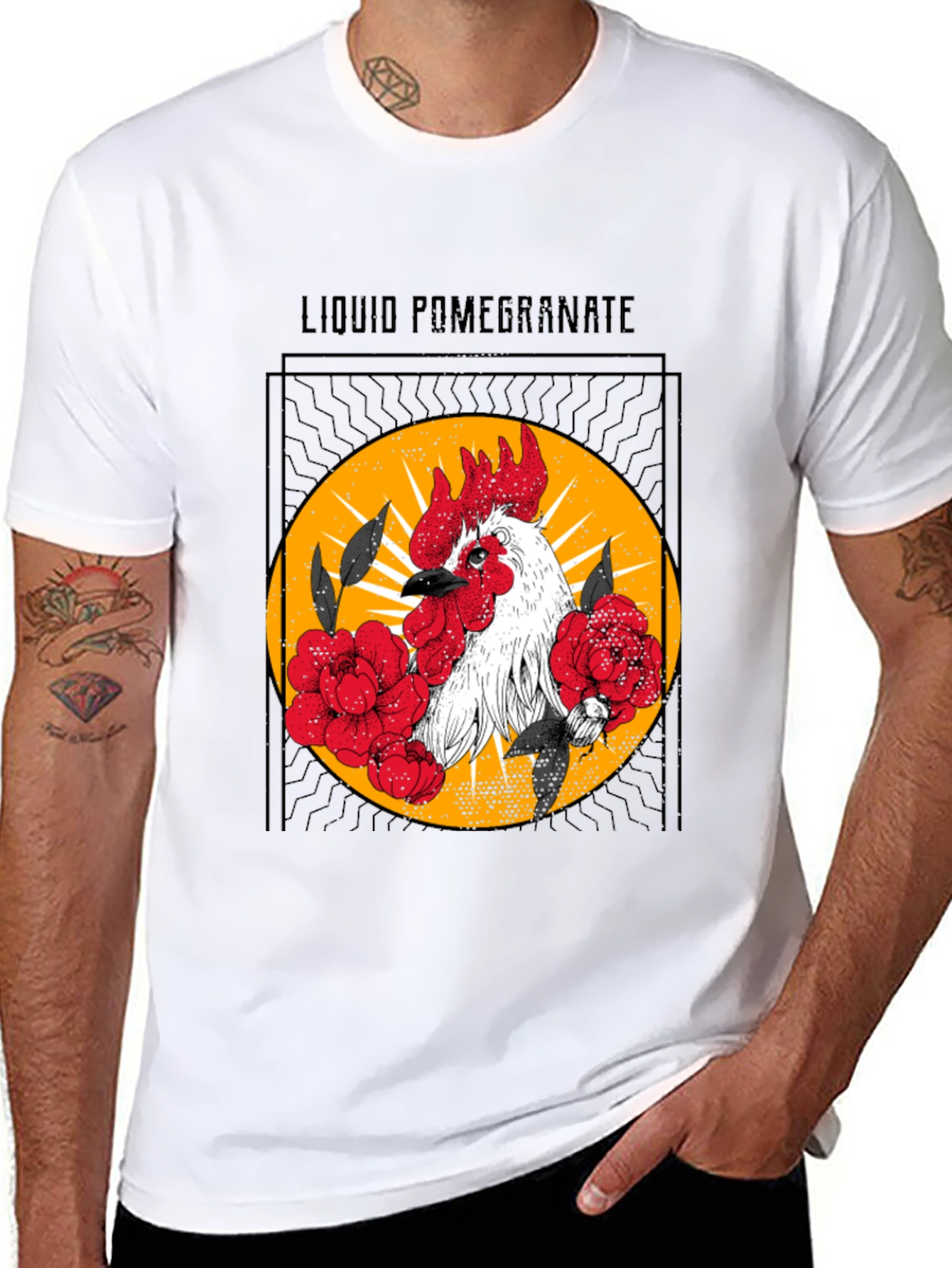 Liquid Pomegranate Rooster Graphic Tee