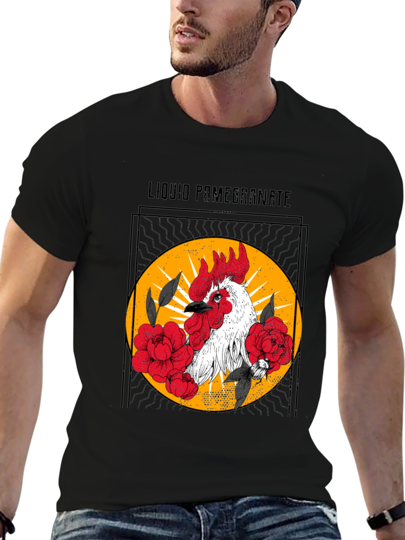 Liquid Pomegranate Rooster Graphic Tee