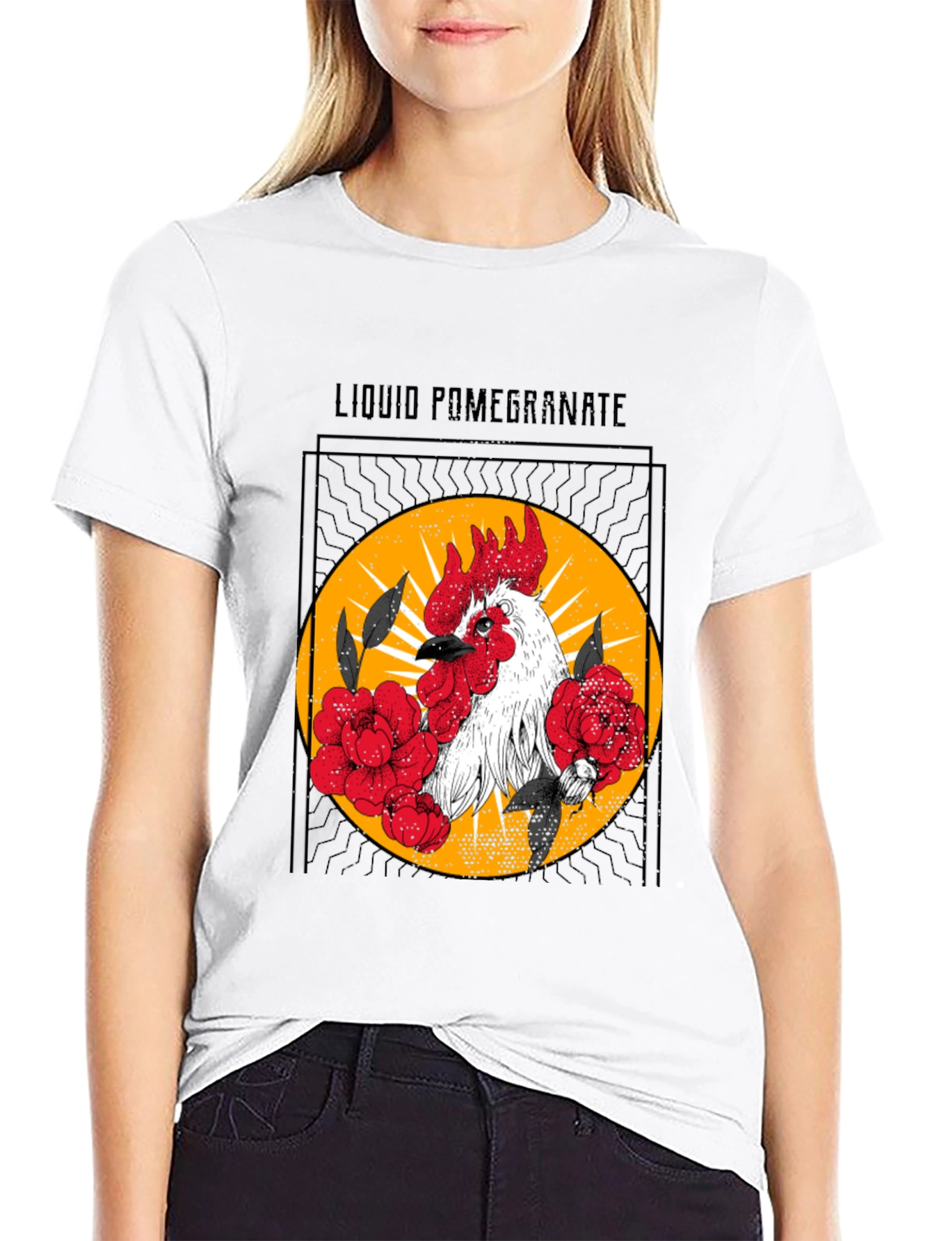 Liquid Pomegranate Rooster Graphic Tee