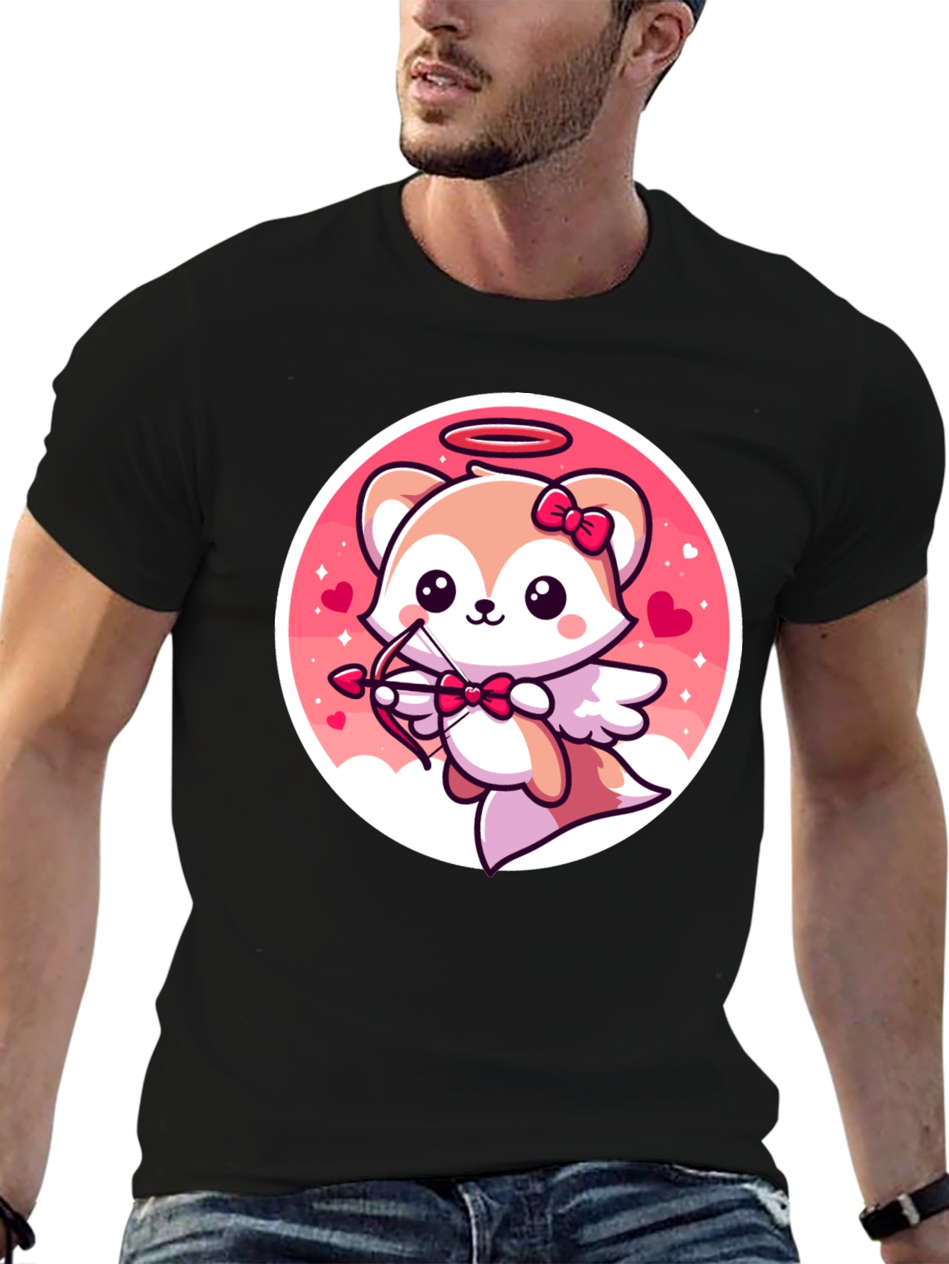 Cute Valentines Fox Cupid Graphic Tee