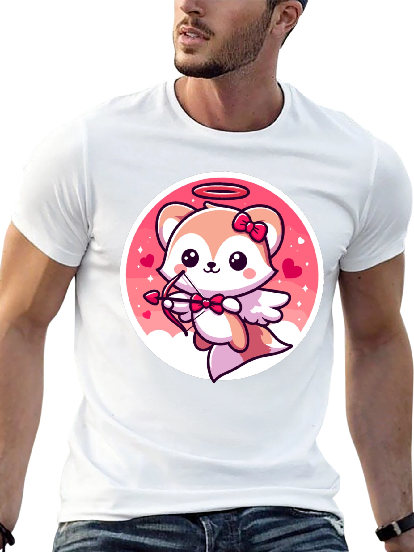 Cute Valentines Fox Cupid Graphic Tee