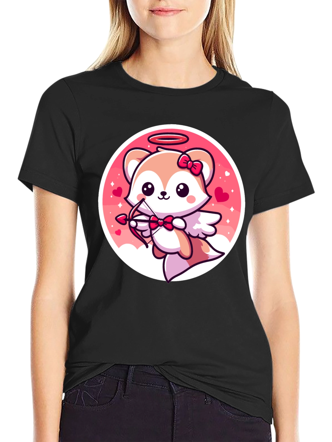 Cute Valentines Fox Cupid Graphic Tee