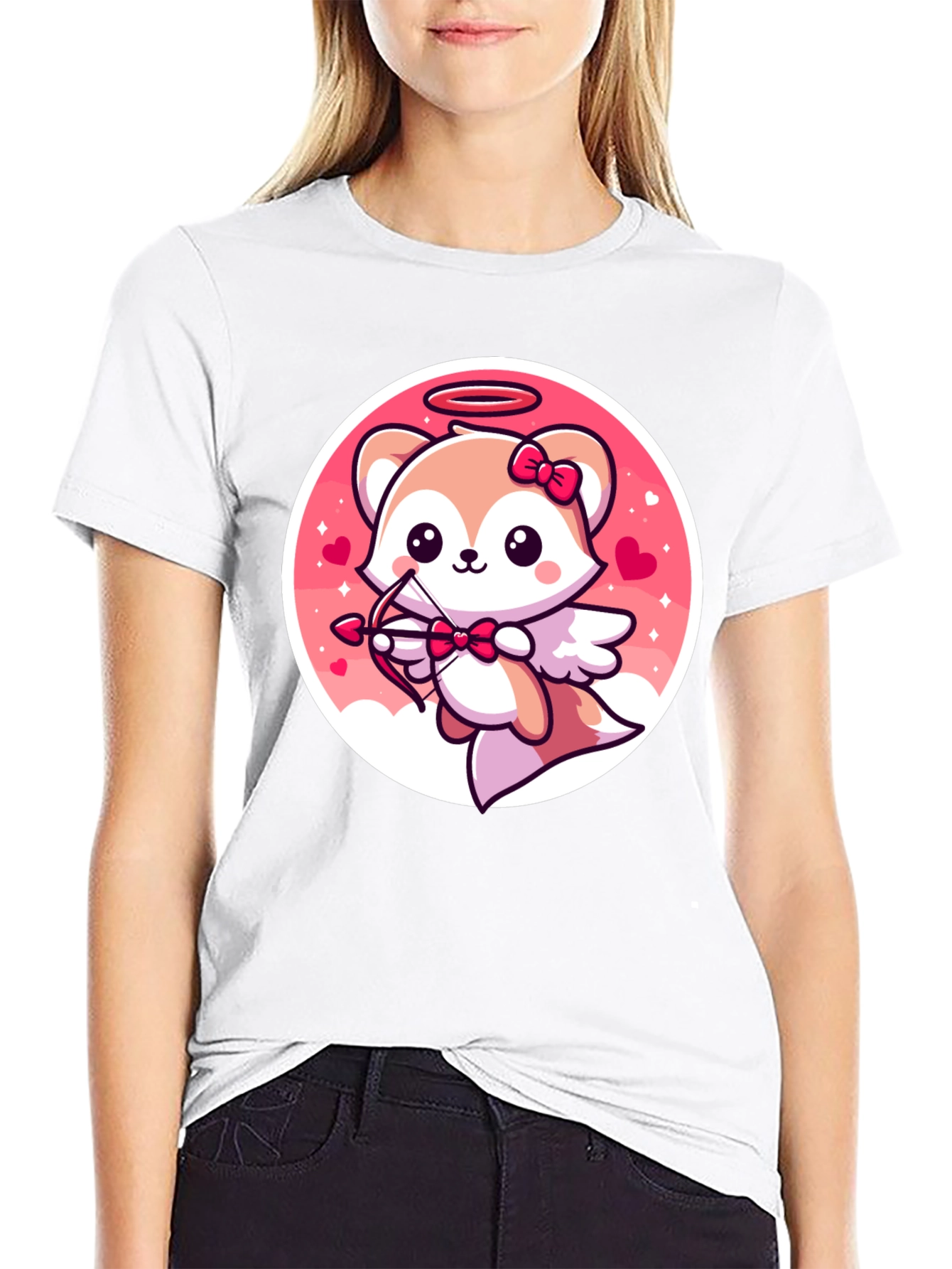 Cute Valentines Fox Cupid Graphic Tee