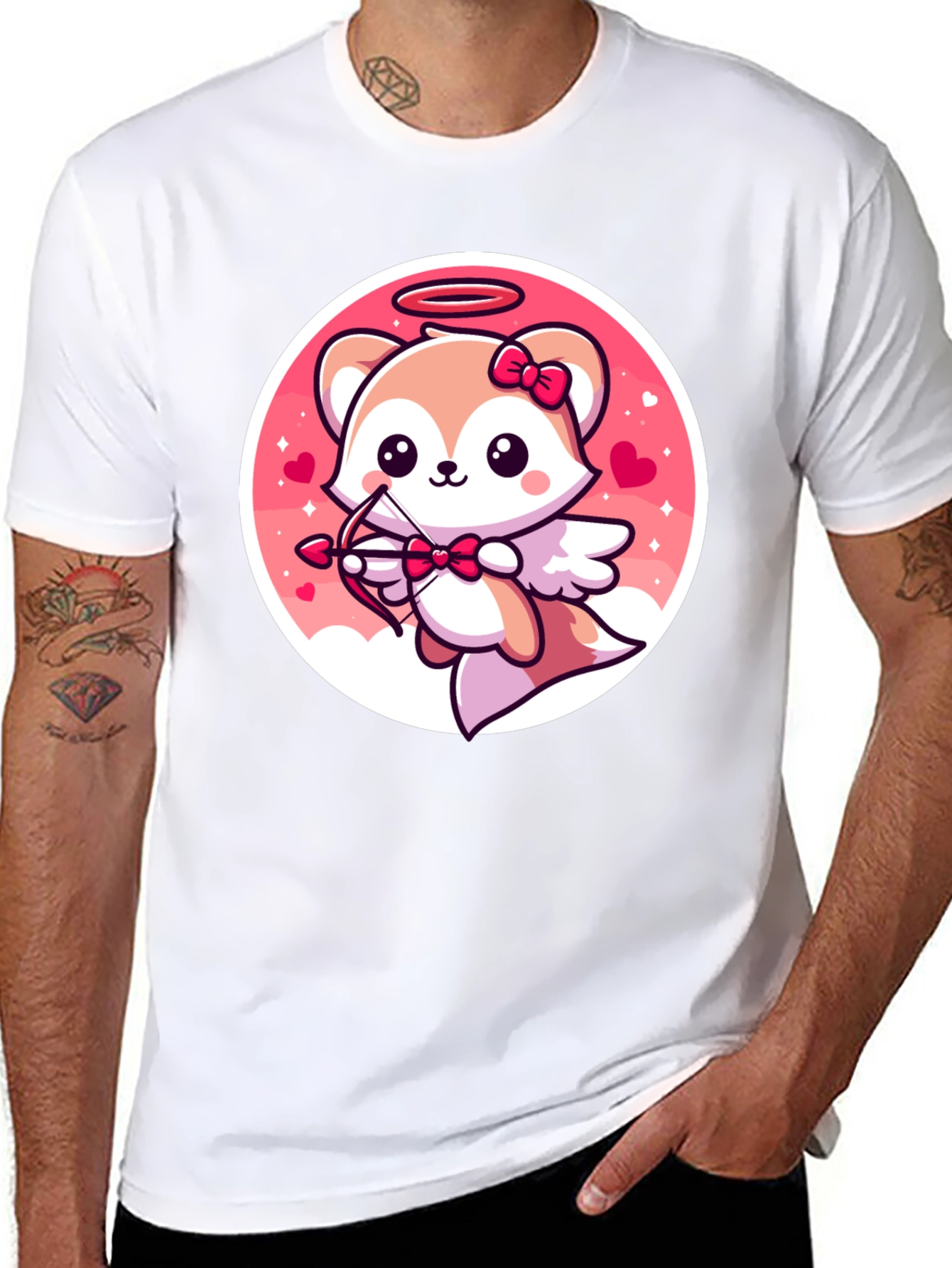 Cute Valentines Fox Cupid Graphic Tee