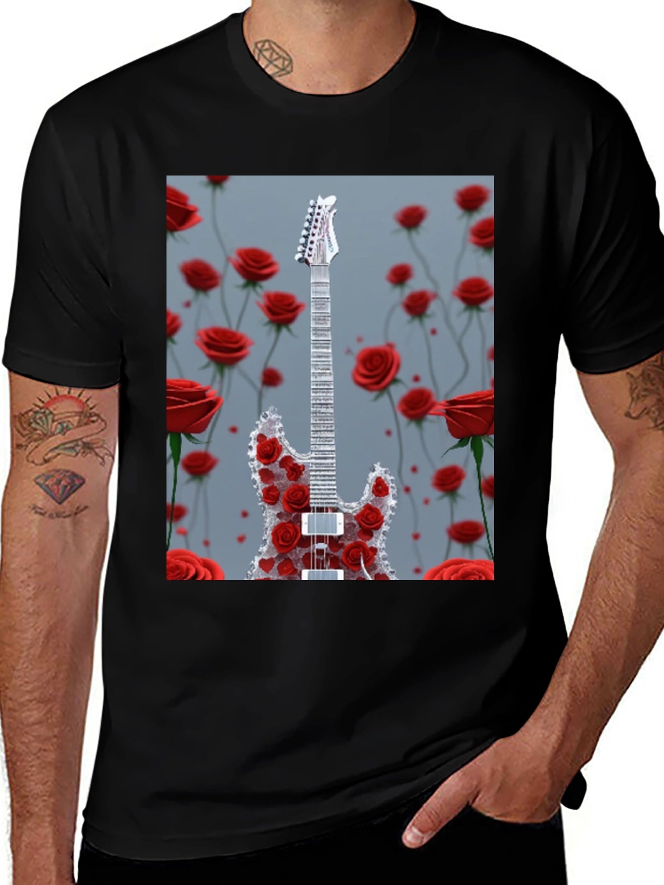 Guitar and Roses Graphic Tee