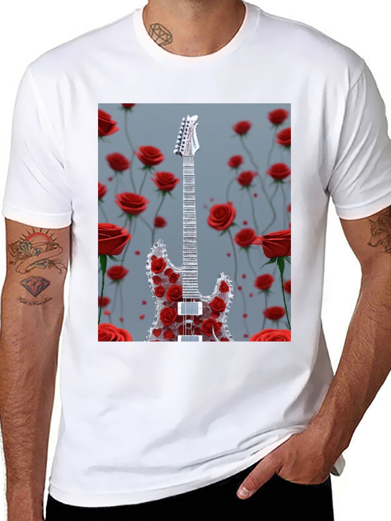 Guitar and Roses Graphic Tee