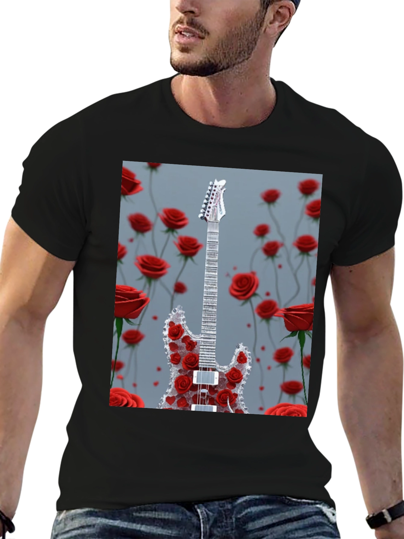 Guitar and Roses Graphic Tee
