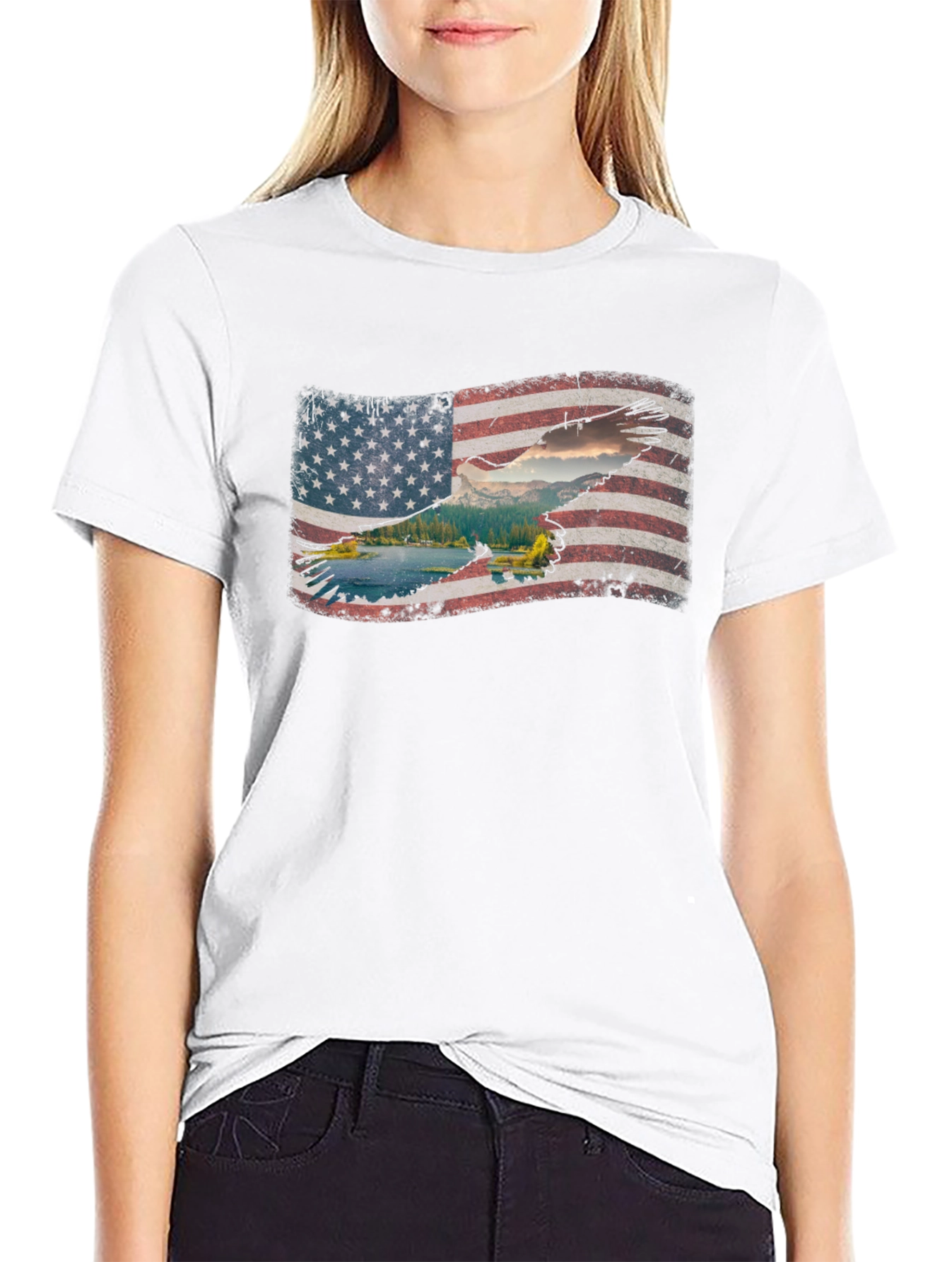 American Flag Eagle Graphic T-Shirt - Patriotic Style