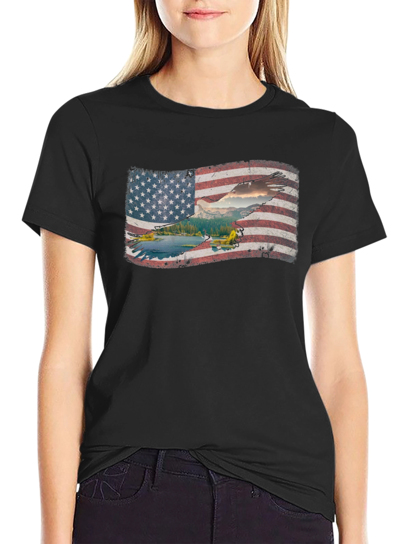 American Flag Eagle Graphic T-Shirt - Patriotic Style