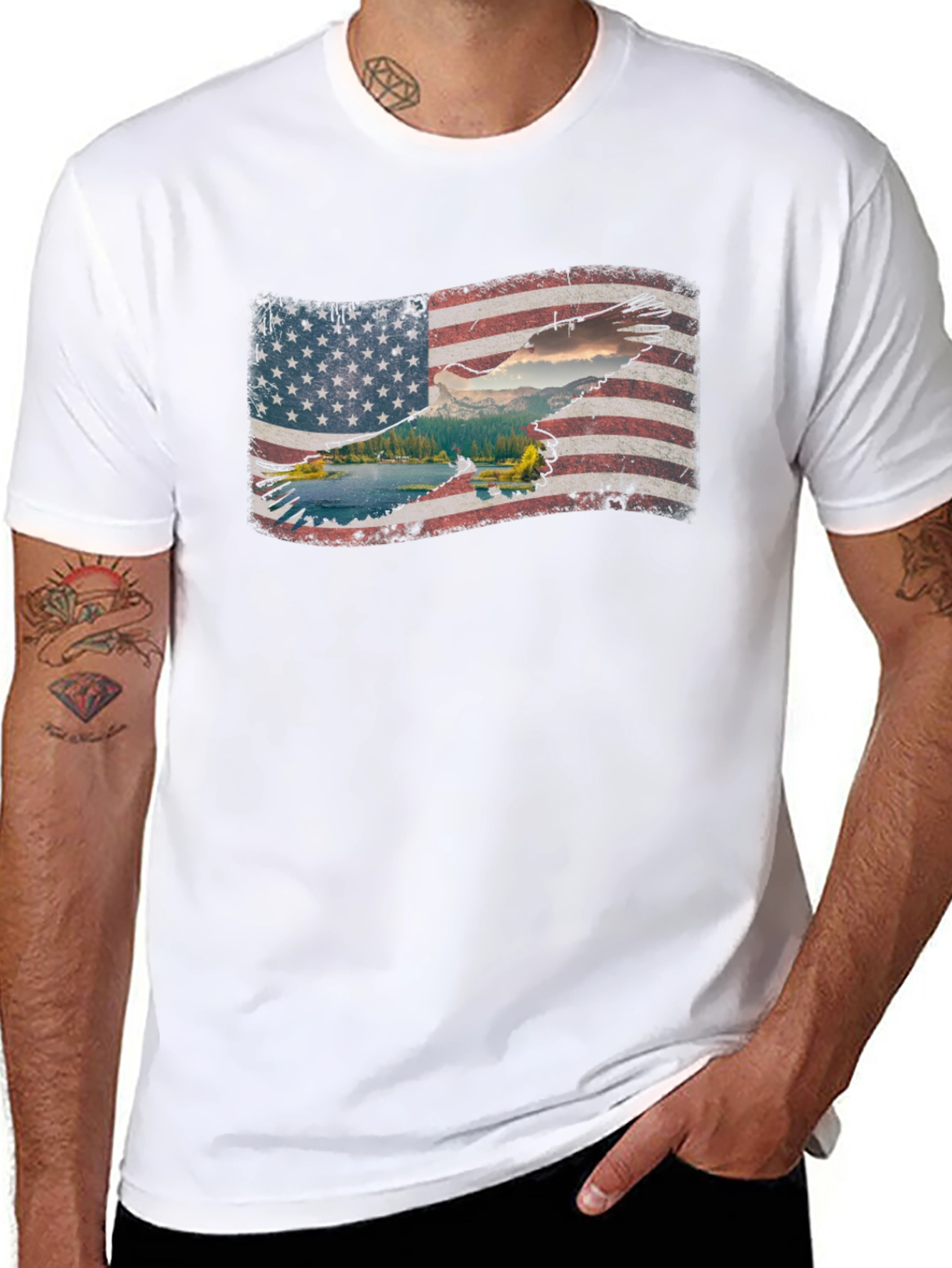 American Flag Eagle Graphic T-Shirt - Patriotic Style